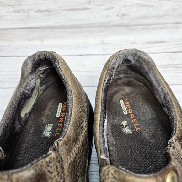 B36 Merrell World Legend Dark Earth Shoe Men Sz 11 Brown Leather Slip On J45197 - Picture 4 of 8